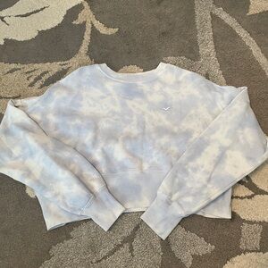 Hollister Blue and White Tie Dye Crewneck Sweatshirt XXS